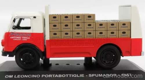 OM FIAT  LEONCINO TRUCK PORTABOTTIGLIE SPUMADOR 1957 - TRANSPORT BOTTLE  RED WHITE
