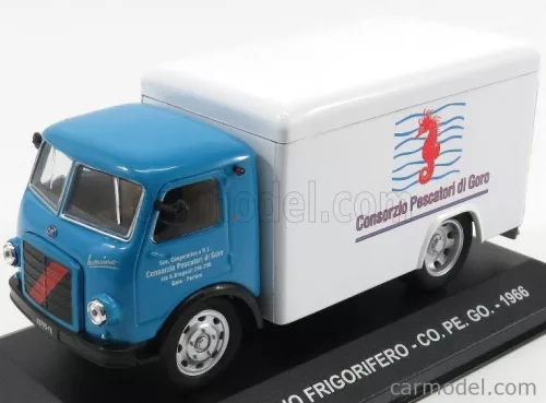 OM FIAT  LEONCINO TRUCK FRIGORIFERO CONSORZIO PESCATORI DI GORO 1966  LIGHT BLUE WHITE