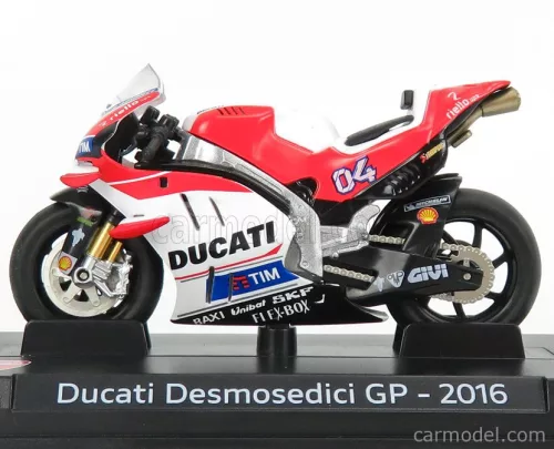 DUCATI  GP16 TEAM DUCATI N 4 SEASON MOTOGP 2016 ANDREA DOVIZIOSO - DAMAGE DISPLAY BOX  RED WHITE