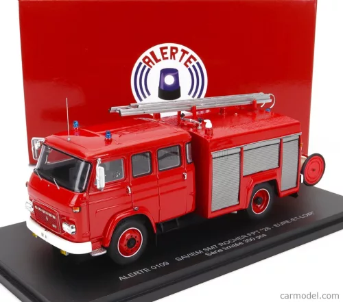 SAVIEM  SM7 DOUBLE CABINE TANKER TRUCK SAPEURS POMPIERS ROCHER FPT 28 EURE-ET-LOIR 1976  RED