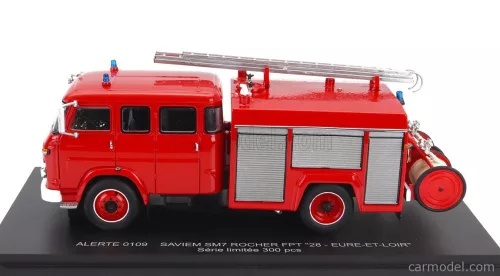 SAVIEM  SM7 DOUBLE CABINE TANKER TRUCK SAPEURS POMPIERS ROCHER FPT 28 EURE-ET-LOIR 1976  RED