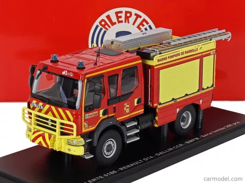 RENAULT  D14 TANKER TRUCK DOUBLE CABINE GALLIN CCR BMPM MARINS SAPEURS POMPIERS DE MARSEILLE 2-ASSI 2013  RED YELLOW