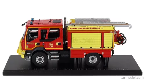 RENAULT  D14 TANKER TRUCK DOUBLE CABINE GALLIN CCR BMPM MARINS SAPEURS POMPIERS DE MARSEILLE 2-ASSI 2013  RED YELLOW