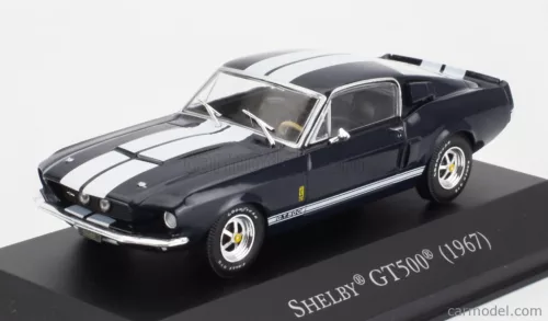 FORD USA  MUSTANG SHELBY GT500 COUPE 1967 - CON VETRINA - WITH SHOWCASE  BLUE WHITE