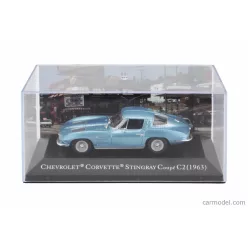   CHEVROLET  CORVETTE STINGRAY C2 COUPE 1963 - CON VETRINA - WITH SHOWCASE  LIGHT BLUE MET