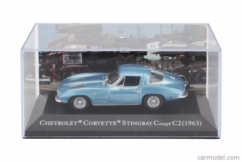 CHEVROLET  CORVETTE STINGRAY C2 COUPE 1963 - CON VETRINA - WITH SHOWCASE  LIGHT BLUE MET