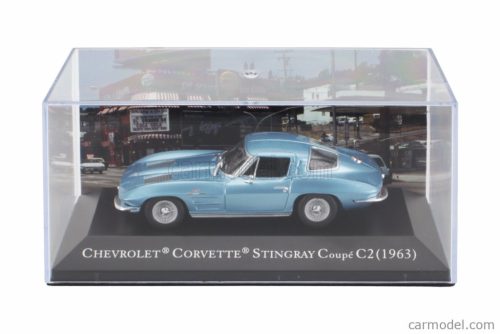 CHEVROLET  CORVETTE STINGRAY C2 COUPE 1963 - CON VETRINA - WITH SHOWCASE  LIGHT BLUE MET