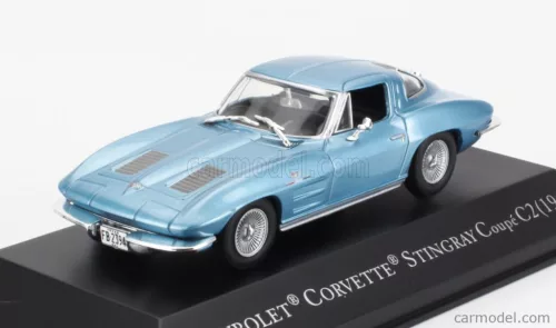 CHEVROLET  CORVETTE STINGRAY C2 COUPE 1963 - CON VETRINA - WITH SHOWCASE  LIGHT BLUE MET