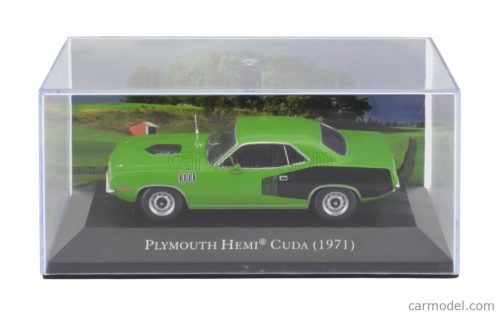 PLYMOUTH  HEMI CUDA COUPE 1971 - CON VETRINA - WITH SHOWCASE  GREEN BLACK