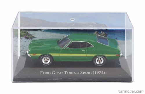 FORD USA  GRAN TORINO SPORT COUPE 1972 - CON VETRINA - WITH SHOWCASE  GREEN YELLOW
