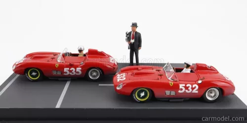 FERRARI DIORAMA SET 2X 315S SPIDER sn0684 N 535 WINNER MILLE MIGLIA 1957 P.TARUFFI + N 532 2nd MILLE MIGLIA 1957 W.VON TRIPS