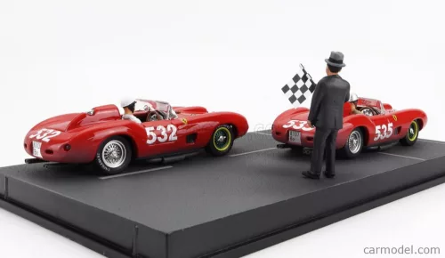 FERRARI DIORAMA SET 2X 315S SPIDER sn0684 N 535 WINNER MILLE MIGLIA 1957 P.TARUFFI + N 532 2nd MILLE MIGLIA 1957 W.VON TRIPS