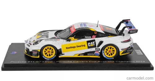 PORSCHE  911 992 GT3 N 12 PORSCHE CARRERA CUP AUSTRALIA CHAMPION 2024 HARRI JONES  WHITE YELLOW BLACK