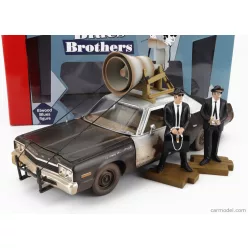   DODGE  MONACO BLUESMOBILE WITH THE HORN ON THE ROOF 1974 - WITH THE BLUES BROTHERS FIGURES  BLACK WHITE