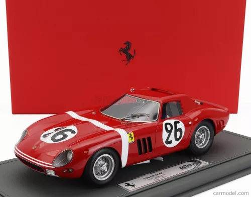 FERRARI  250 GTO 3.0L V12 TEAM NORTH AMERICAN RACING N.A.R.T. N 26 24h LE MANS 1964 ED HUGUS - JOSE ROSINSKI - CON VETRINA - WITH SHOWCASE  RED WHITE