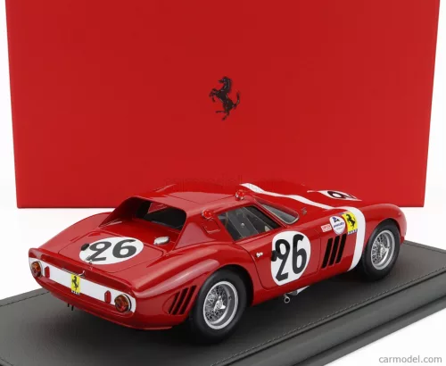 FERRARI  250 GTO 3.0L V12 TEAM NORTH AMERICAN RACING N.A.R.T. N 26 24h LE MANS 1964 ED HUGUS - JOSE ROSINSKI - CON VETRINA - WITH SHOWCASE  RED WHITE