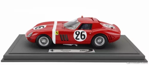 FERRARI  250 GTO 3.0L V12 TEAM NORTH AMERICAN RACING N.A.R.T. N 26 24h LE MANS 1964 ED HUGUS - JOSE ROSINSKI - CON VETRINA - WITH SHOWCASE  RED WHITE