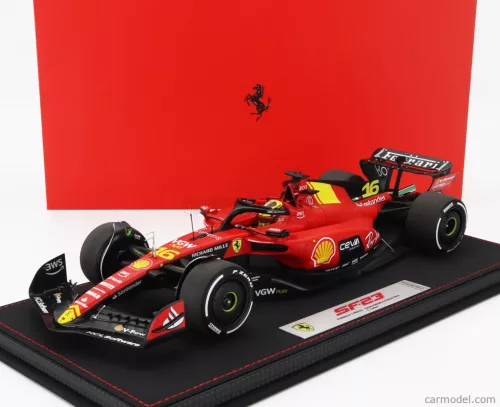 FERRARI  F1  SF-23 TEAM SCUDERIA FERRARI N 16 4th MONZA ITALY GP 2023 CHARLES LECLERC - CON VETRINA - WITH SHOWCASE  RED BLACK YELLOW