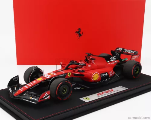 FERRARI  F1  SF-23 TEAM SCUDERIA FERRARI N 16 3rd BELGIUM SPA GP 2023 CHARLES LECLERC - CON VETRINA - WITH SHOWCASE  RED BLACK