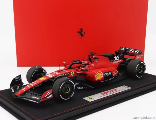 FERRARI  F1  SF-23 TEAM SCUDERIA FERRARI N 16 4th SINGAPORE GP 2023 CHARLES LECLERC - CON VETRINA - WITH SHOWCASE  RED BLACK