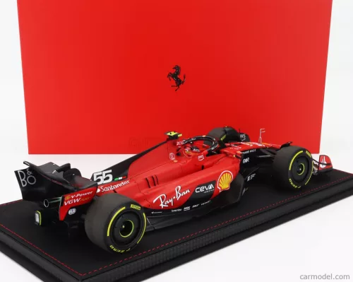 FERRARI  F1  SF-23 TEAM SCUDERIA FERRARI N 55 BELGIUM SPA GP 2023 CARLOS SAINZ - CON VETRINA - WITH SHOWCASE  RED BLACK