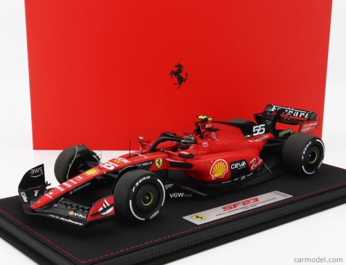 FERRARI  F1  SF-23 TEAM SCUDERIA FERRARI N 55 WINNER SINGAPORE GP 2023 CARLOS SAINZ - CON VETRINA - WITH SHOWCASE  RED BLACK