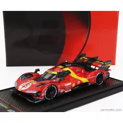   FERRARI  499P 3.0L TURBO V6 TEAM FERRARI AF CORSE N 50 5th 24h LE MANS (POLE POSITION) 2023 ANTONIO FUOCO - MIGUEL MOLINA - NICKLAS NIELSEN  RED YELLOW BLACK