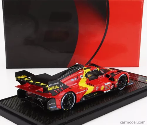 FERRARI  499P 3.0L TURBO V6 TEAM FERRARI AF CORSE N 50 5th 24h LE MANS (POLE POSITION) 2023 ANTONIO FUOCO - MIGUEL MOLINA - NICKLAS NIELSEN  RED YELLOW BLACK