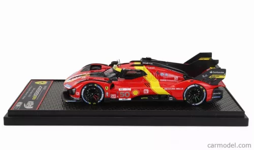 FERRARI  499P 3.0L TURBO V6 TEAM FERRARI AF CORSE N 50 5th 24h LE MANS (POLE POSITION) 2023 ANTONIO FUOCO - MIGUEL MOLINA - NICKLAS NIELSEN  RED YELLOW BLACK