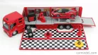 FERRARI  TRUCK F1 CAR TRANSPORTER TEAM FERRARI CORSE CLIENTI WITH SET FXX-K N 10 2015 + FIGURE SERVICE MOBILE MECHANIC  RED