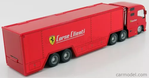 FERRARI  TRUCK F1 CAR TRANSPORTER TEAM FERRARI CORSE CLIENTI WITH SET FXX-K N 10 2015 + FIGURE SERVICE MOBILE MECHANIC  RED