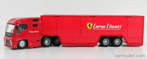 FERRARI  TRUCK F1 CAR TRANSPORTER TEAM FERRARI CORSE CLIENTI WITH SET FXX-K N 10 2015 + FIGURE SERVICE MOBILE MECHANIC  RED