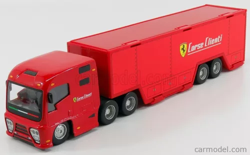 FERRARI  TRUCK F1 CAR TRANSPORTER TEAM FERRARI CORSE CLIENTI WITH SET FXX-K N 10 2015 + FIGURE SERVICE MOBILE MECHANIC  RED