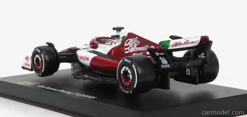 ALFA ROMEO  F1  C42 TEAM ORLEN RACING N 24 BAHRAIN GP 2022 GUANYU ZHOU - WITH HELMET AND PLASTIC SHOWCASE - EXCLUSIVE CARMODEL  WHITE RED MET