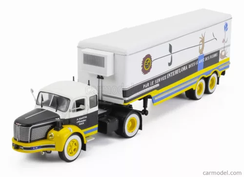 BERLIET  TLR 10M TRUCK SEMI-FRIGO INTERFLORA TRANSPORTS 1956 - WITHOUT CARD BOX  WHITE BROWN YELLOW