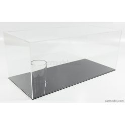   Vitrin - VETRINA DISPLAY BOX  FOR 1/18 CAR AND 1/2 HELMET - BASE NERA - BLACK BASE - Lungh.LENGHT cm 44.0 X Largh.WIDTH cm 20.0 X Alt.HEIGHT cm 18.3 (altezza interna cm 17.4 ) - CAR AND HELMET NOT INCLUDED  PLASTIC DISPLAY