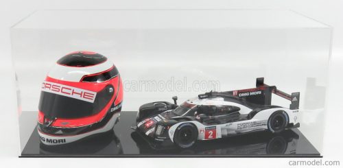 Vitrin - VETRINA DISPLAY BOX  FOR 1/18 CAR AND 1/2 HELMET - BASE NERA - BLACK BASE - Lungh.LENGHT cm 44.0 X Largh.WIDTH cm 20.0 X Alt.HEIGHT cm 18.3 (altezza interna cm 17.4 ) - CAR AND HELMET NOT INCLUDED  PLASTIC DISPLAY