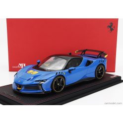  FERRARI  SF90 XX STRADALE 2024 - CON VETRINA - WITH SHOWCASE  AZZURRO DINO - BLUE YELLOW BLACK