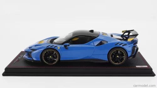 FERRARI  SF90 XX STRADALE 2024 - CON VETRINA - WITH SHOWCASE  AZZURRO DINO - BLUE YELLOW BLACK