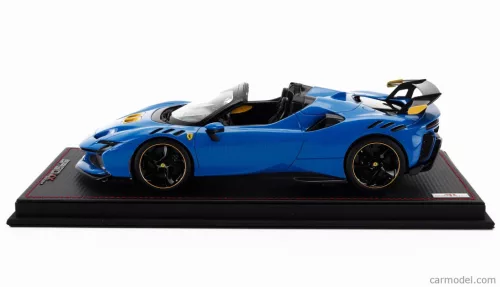 FERRARI  SF90 XX STRADALE SPIDER 2024 - CON VETRINA - WITH SHOWCASE  AZZURRO DINO - LIGHT BLUE BLACK YELLOW