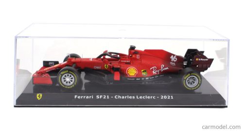 FERRARI  F1 SF21  TEAM SCUDERIA FERRARI MISSION WINNOW N 16 SEASON 2021 CHARLES LECLERC - CON VETRINA - WITH SHOWCASE  RED