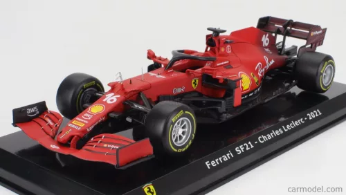 FERRARI  F1 SF21  TEAM SCUDERIA FERRARI MISSION WINNOW N 16 SEASON 2021 CHARLES LECLERC - CON VETRINA - WITH SHOWCASE  RED