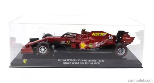 FERRARI  F1  SF1000 TEAM SCUDERIA FERRARI N 16 8th TOSCANA GP MUGELLO 1000th GP FERRARI F1 2020 CHARLES LECLERC - CON VETRINA - WITH SHOWCASE  MUGELLO RED