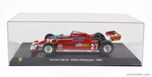 FERRARI  F1  126CK N 27 SEASON 1981 GILLES VILLENEUVE - CON VETRINA - WITH SHOWCASE  RED SILVER