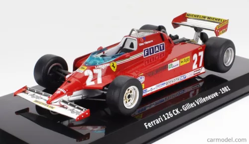 FERRARI  F1  126CK N 27 SEASON 1981 GILLES VILLENEUVE - CON VETRINA - WITH SHOWCASE  RED SILVER