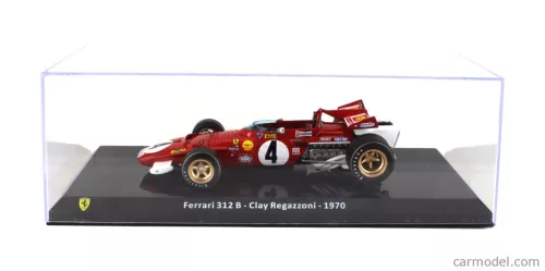 FERRARI  F1  312B N 4 SEASON 1970 CLAY REGAZZONI - CON VETRINA - WITH SHOWCASE  RED WHITE