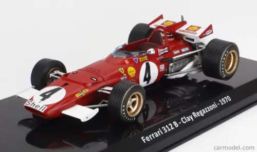 FERRARI  F1  312B N 4 SEASON 1970 CLAY REGAZZONI - CON VETRINA - WITH SHOWCASE  RED WHITE