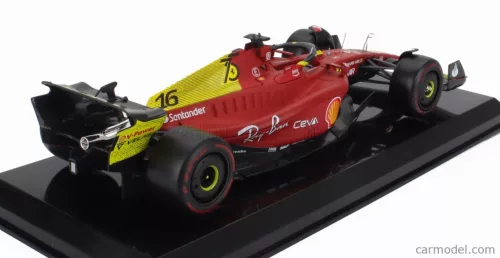 FERRARI  F1-75 SCUDERIA FERRARI N 16 POLE POSITION AND 2nd MONZA ITALY GP 2022 CHARLES LECLERC - CON VETRINA - WITH SHOWCASE  RED YELLOW