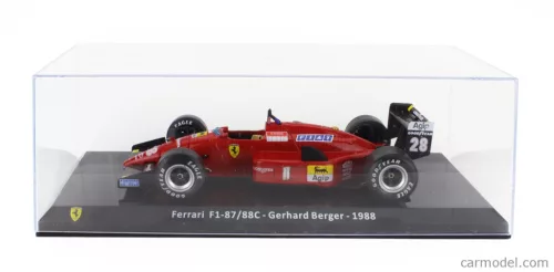 FERRARI  F1  87/88C N 28 SEASON 1988 GERARD BERGER - CON VETRINA - WITH SHOWCASE  RED BLACK