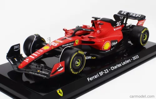 FERRARI  F1  SF-23 TEAM SCUDERIA FERRARI N 16 SEASON 2023 CHARLES LECLERC - CON VETRINA - WITH SHOWCASE  RED BLACK YELLOW